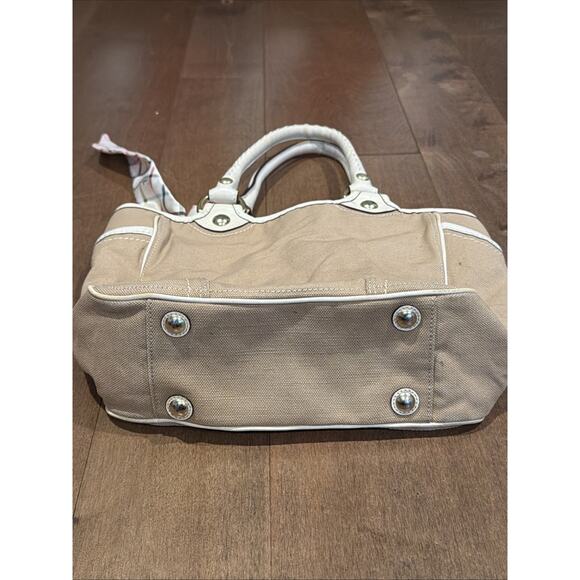 Coach Vintage Purse Pink Beige Signature Canvas Leather 11”x10” - Picture 3 of 5